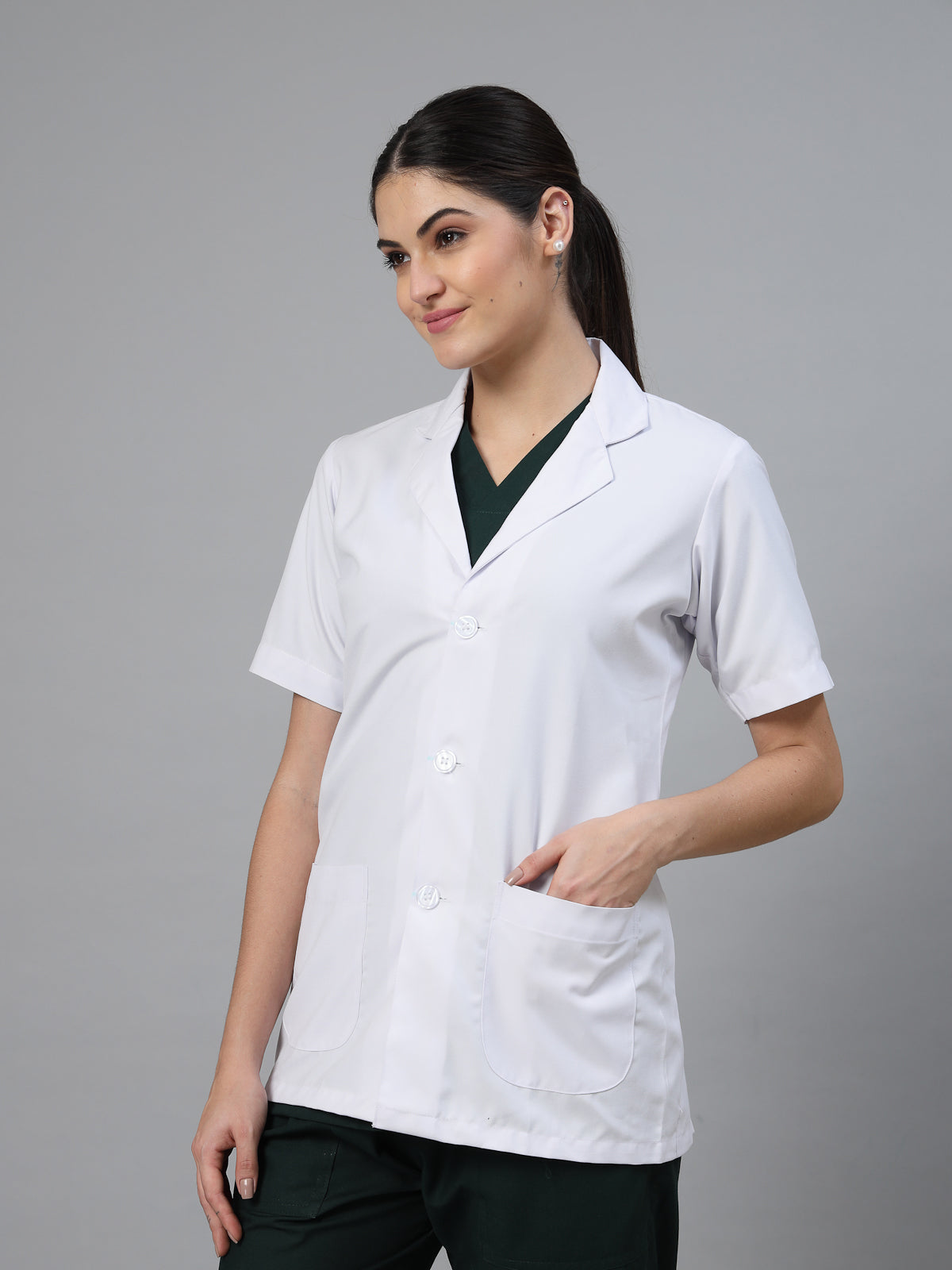 Women White Doctor Coat - Half Sleeves