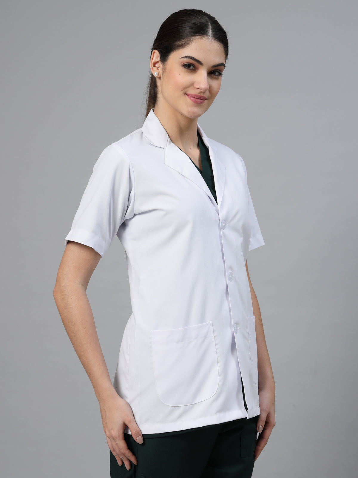 Women White Doctor Coat - Half Sleeves