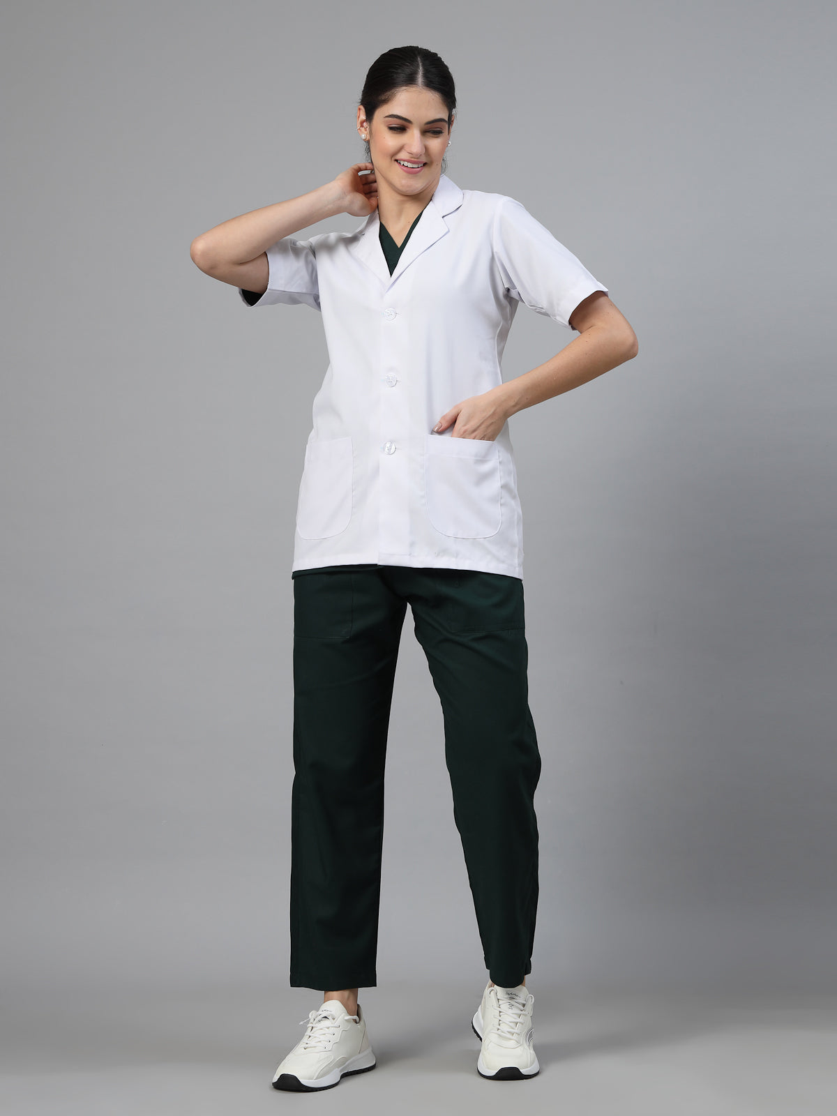 Women White Doctor Coat - Half Sleeves