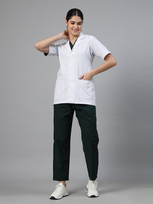Women White Doctor Coat Apron - Half Sleeves