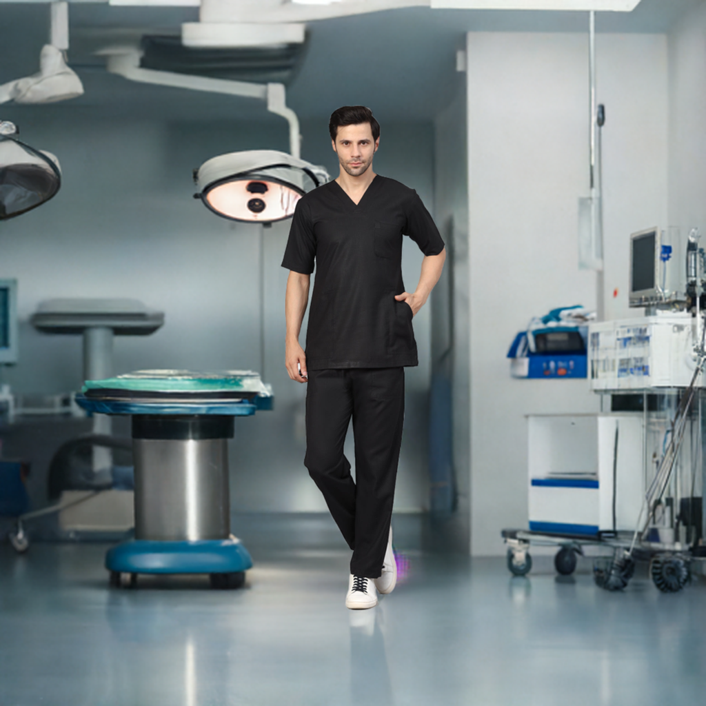 Men Black OT Scrubs