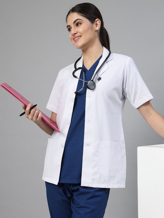 Women White Doctor Coat Apron - Half Sleeves