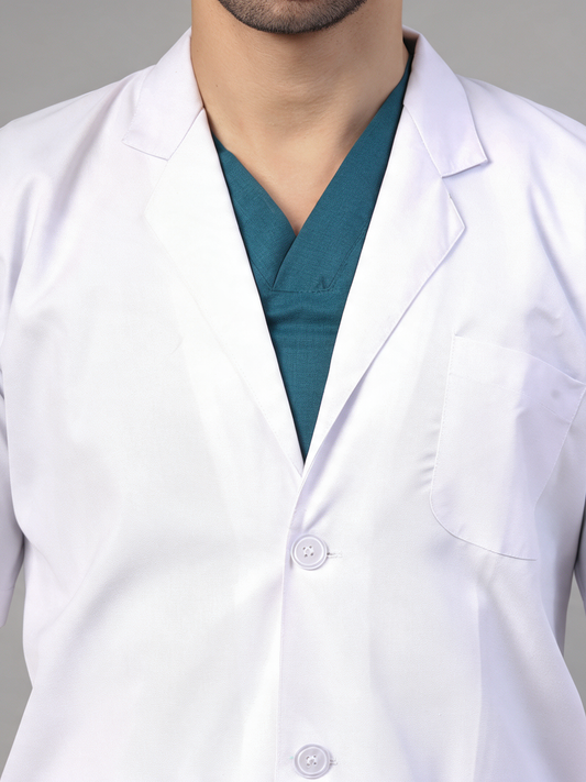 Men White Doctor Coat - Half Sleeves